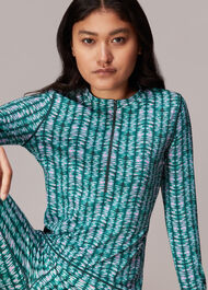 Abstract Wave Zip Sports Top